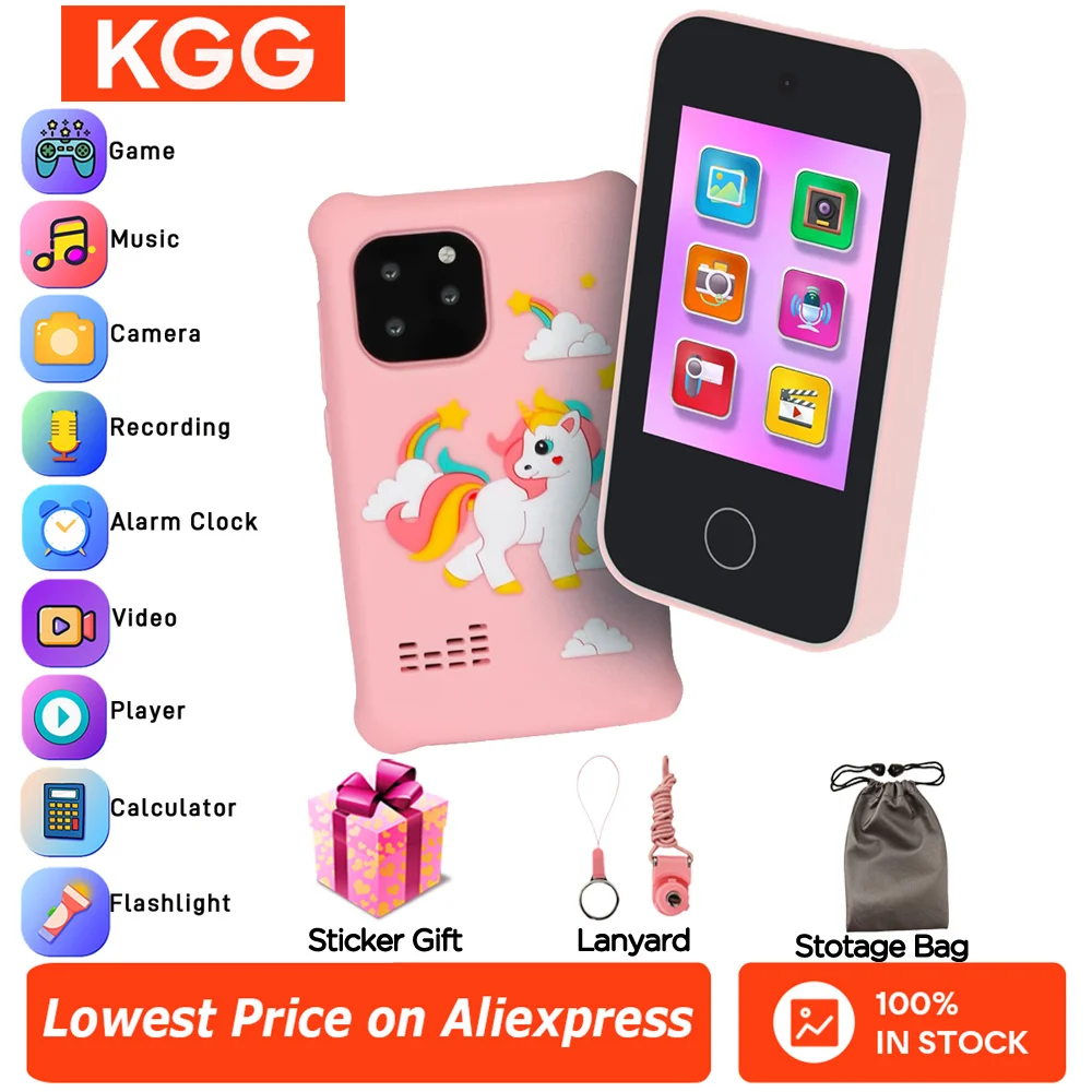 Kids Smart Phone Mini Toy Phone Funny Learning Education Toy Music Puzzle Game Player Dual Camera Alarm Clock Flashlight Gifts