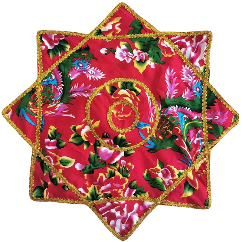 Northeast Yangge Dance Handkerchief 3-layer Cotton Fabric Octagonal Handkerchief Chinese Ethnic Dance Grade Specific Accessories