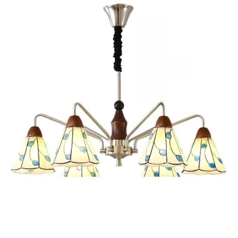 

Люстра для гостиной, американский ретро пасторальный зал, декоративный светильник, французский креативный стеклянный светильник для гостиной