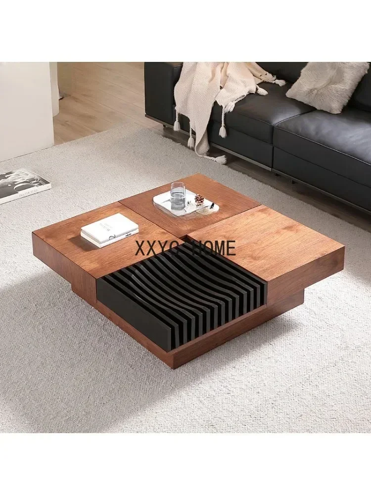 

Итальянский журнальный столик из черного ореха, креативный, современный, минималистичный, для гостиной, с функцией хранения, квадратный, дизайнерский, комбинированный.