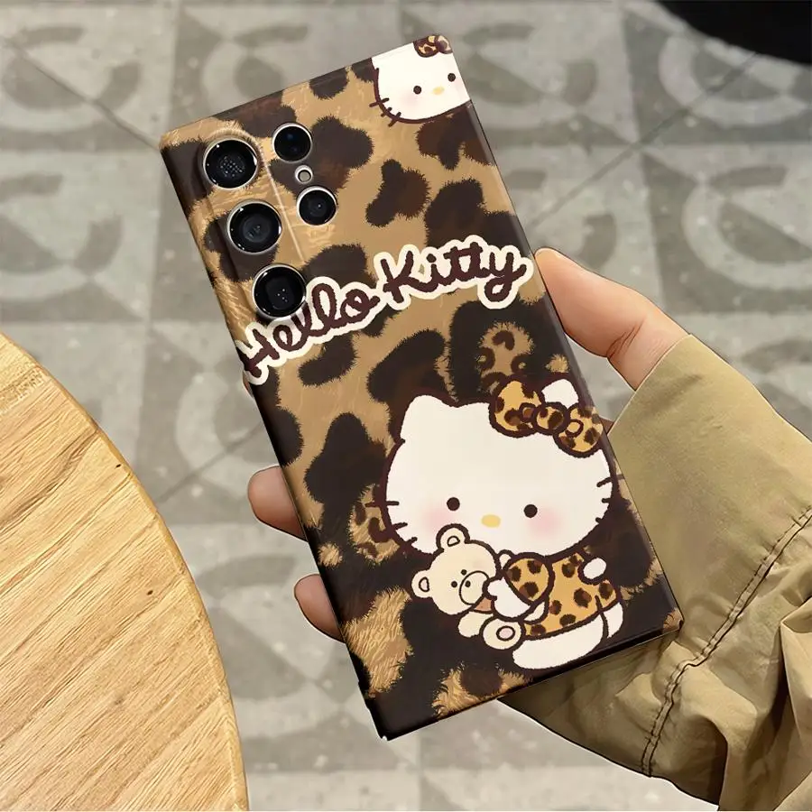 Case for Samsung Galaxy Note 20 S20 S25+ S24+ S21 S22 S25 Ultra S24 Plus S23 FE Hard Phone Cover Sanrio Cute Leopard Kitty Cat