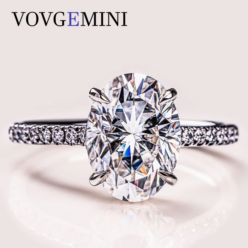 

VOVGEMINI 18k White Gold Engagement Ring Moissanite Diamond Wedding Ring 3.5ct 11x8mm Brilliant Oval Cut Fashion Jewelry Gift