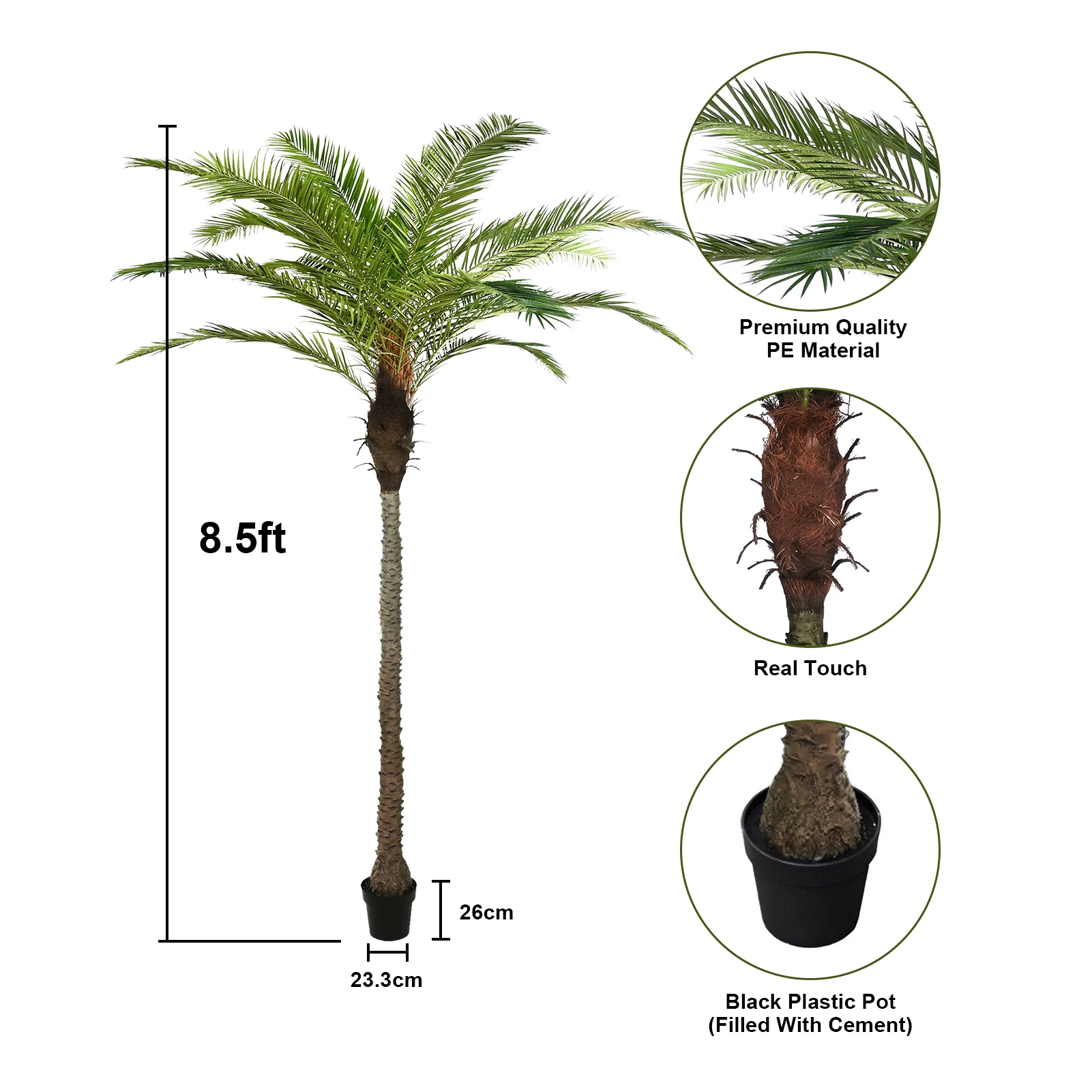 Artificial Palm Tree 8.5 Feet Large Palm Plants Tropical Leaves Faux Plant Outdoor Indoor Tree In Pot 15 Leaves