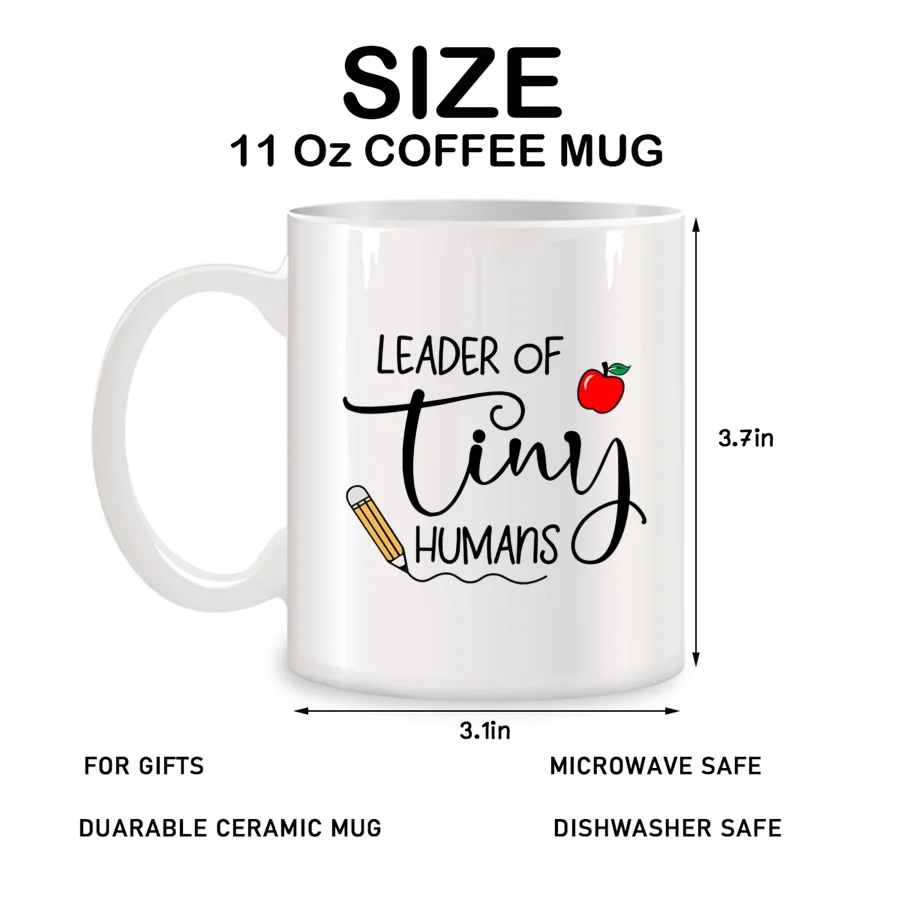 Leader of Tiny Humans Mugs For Teacher Appreciation Birthday Gifts Novelty Coffee Ceramic Tea Cups White 11 oz