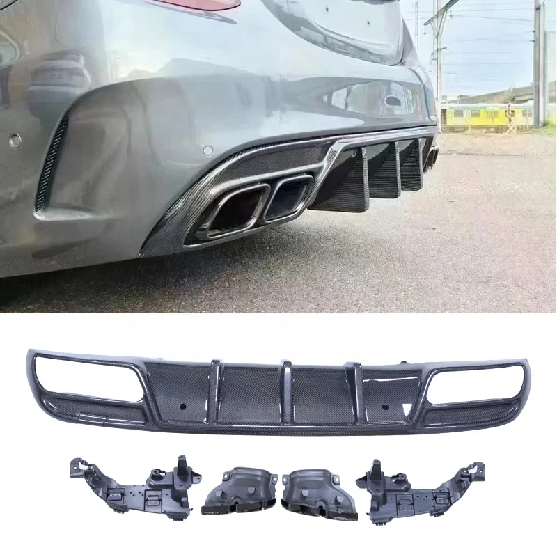 

W205 C63 Carbon Fiber Rear Diffuser for W205 C63 Sport Bumper 4 Door Exhaust Pipe
