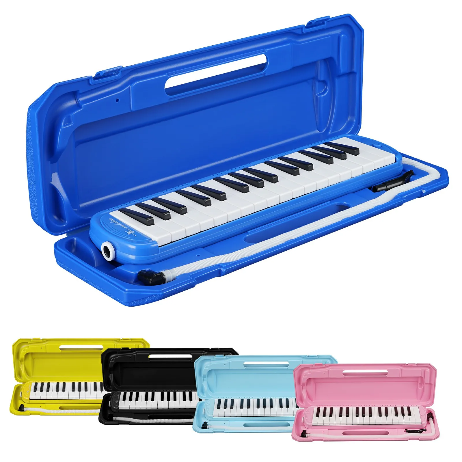 Beginner 32-Key Tone Mouth Organ Melodica Instrument Piano Keyboard Pianica with Soft Long Tubes Short Mouthpieces Carrying Case