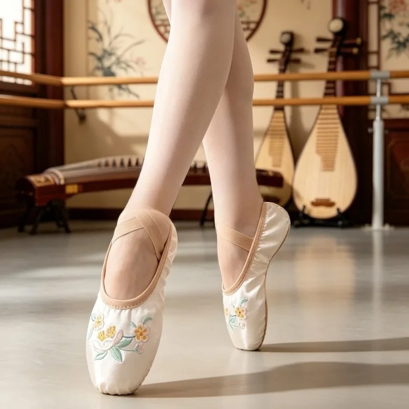 Kids Girls Soft Sole Ballet Shoes Classical Style Cat Paw Dance Shoes Stage Performance Practice Breathable Dancing Footwear