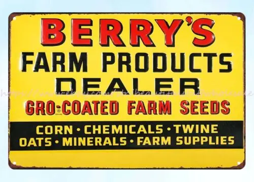 BERRY'S FARM SEEDS metal tin sign man cave club metal wall art