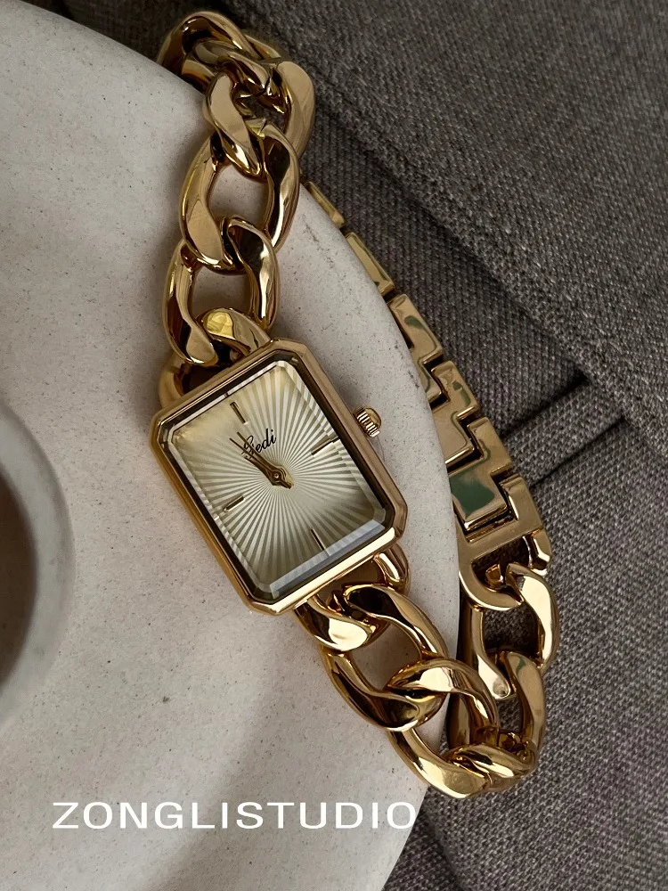 Women Quartz Watch Luxury Square Gold Rectangle Sliver Clock Reloj Ladies Stainless Steel Bangle Bracelet Style Wristwatch