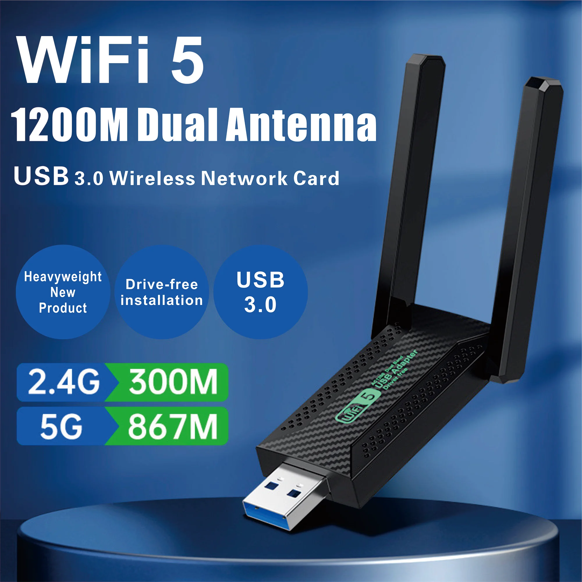 

Wifi Adapter Dual Band 2.4GHz 5GHz Wifi Usb 1200Mbps Wireless wifi Dongle with Antenna PC Computer Network Card Receiver