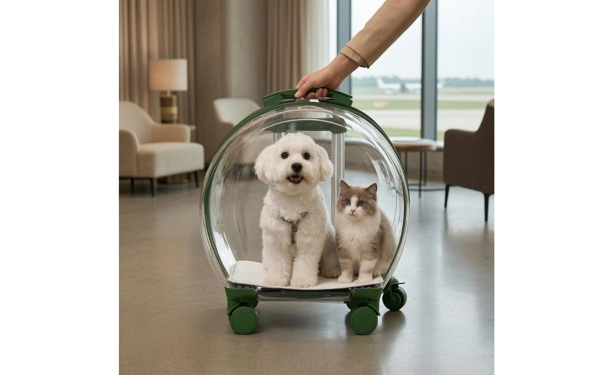 Transparent Pet Carrier Large Capacity Feline Carrier Trolley Feline Trolley Case Telescoping Handle Clear Shell for Travel Transparent Pet Carrier Large Capacity Feline Carrier Trolley Feline Trolley Case Telescoping Handle Clear Shell for Travel