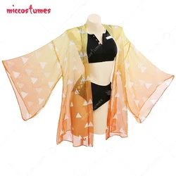 Haikyuu anime cosplay duas peças anime maiô com decote em v cintura alta rendas até maiô de banho kimono cobrir