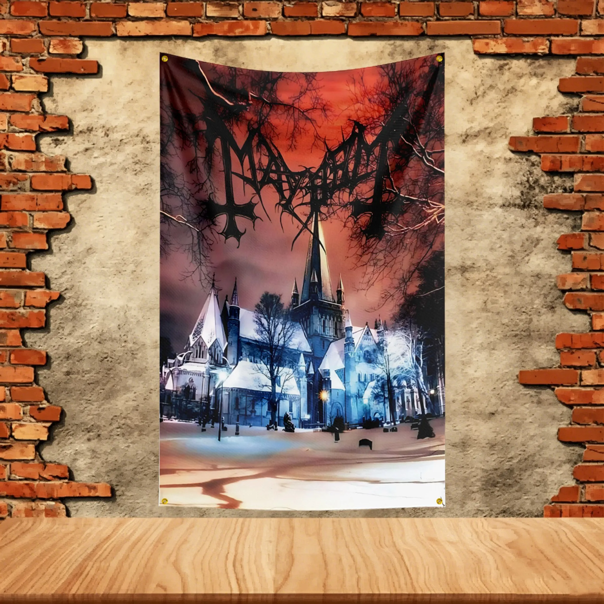 Music Band Flag  for Mayhem Fans Banner Custom any Image Garage Bedroom Living Room Dorm Wall Hanging Decor Tapestry