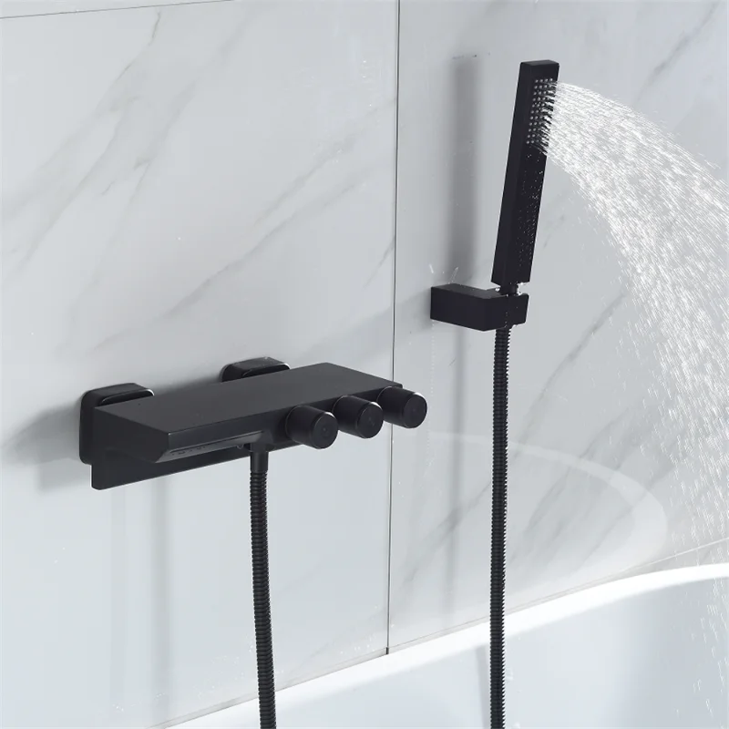

Wall Mounted Bathtub Shower Head Brass Rotatable Bathroom Faucets Waterfall Shower Faucet Set