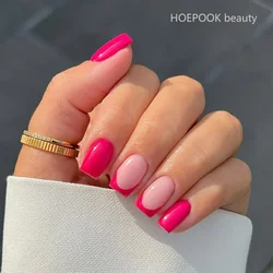 24pcs French Simple Cherry Red Seamless Removable Wearing Fake Nails Creative Line Art Full Coverage Waterproof Press On Nails