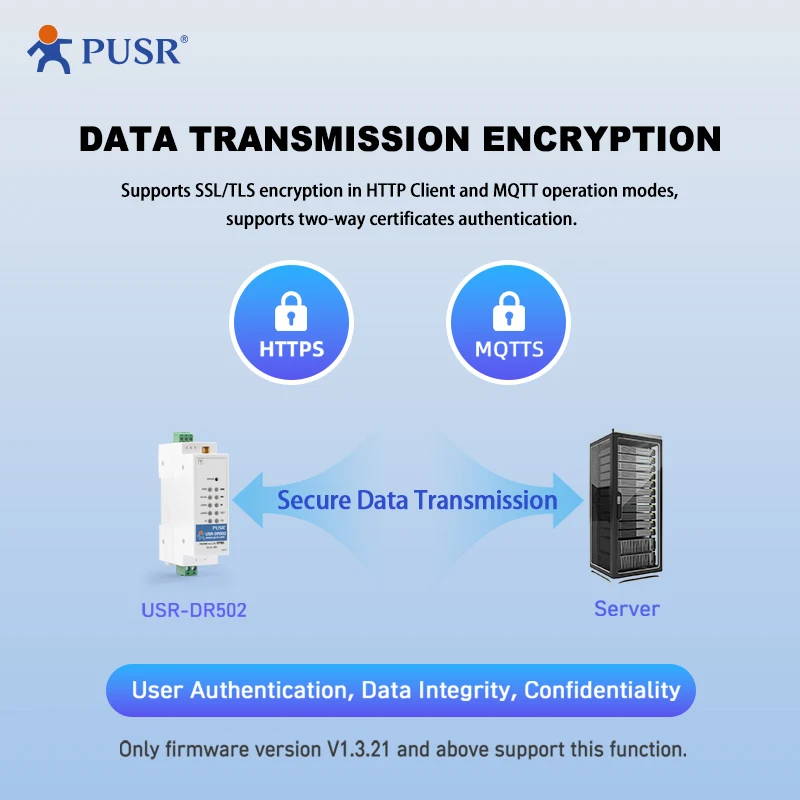 PUSR GSM GPRS seri RS485 4G LTE Cat 1 soket Modem seluler protokol distribusi USR-DR502-E Eropa