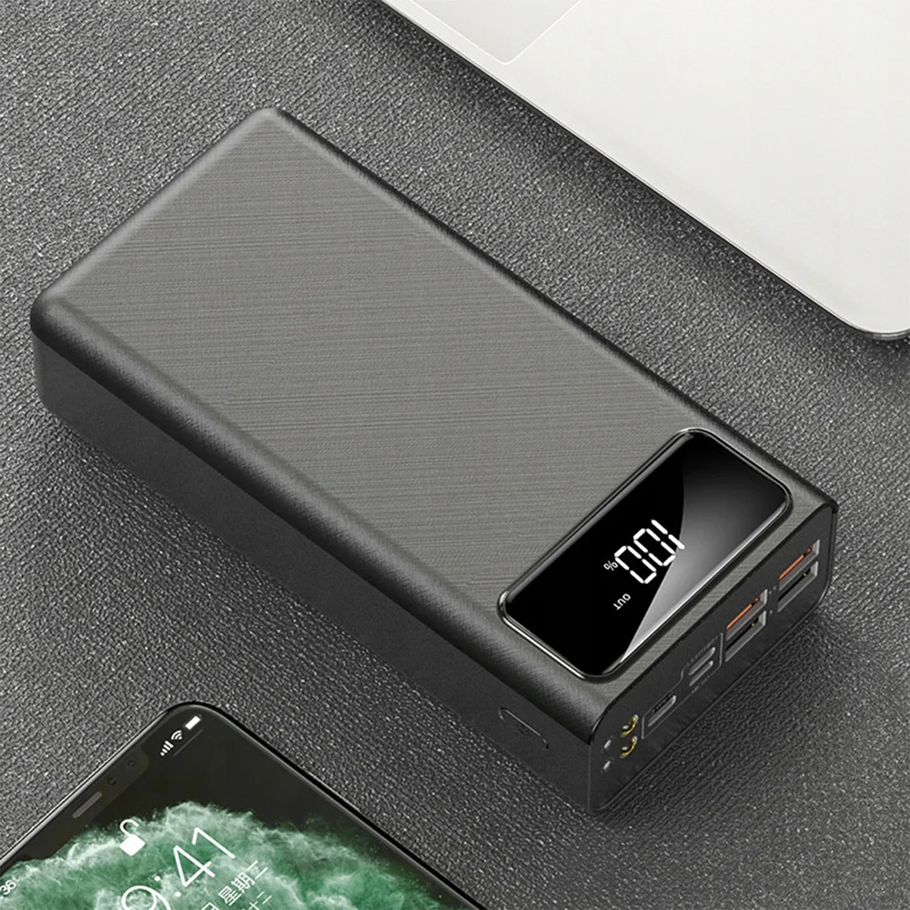 Image of 50000mAh Powerbank mit Batterie-Digitalanzeige 4 USB-Anschlüsse Leistungsstarke Taschenlampe für iPhone Samsung Huawei Xiaomi Schnelles Laden-Schneller Versand