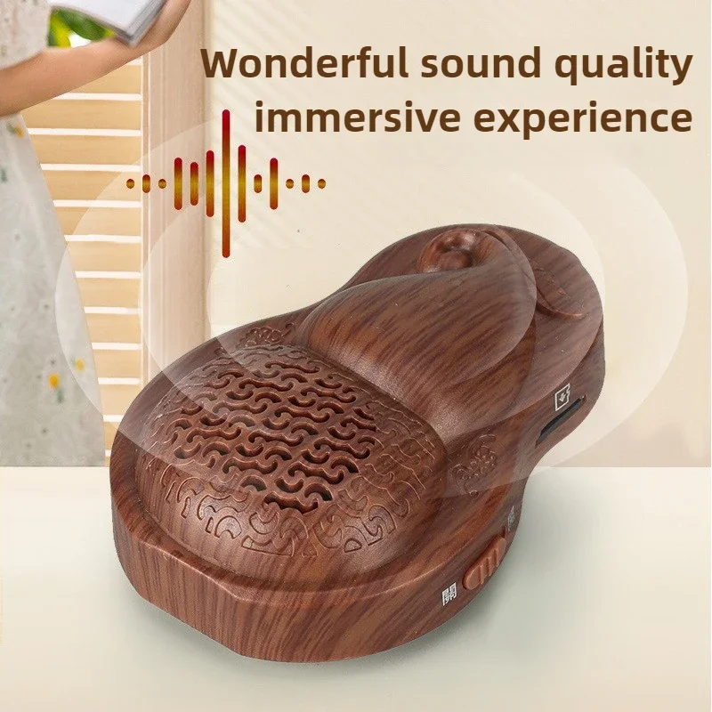 

Portable Charging MP3 Music Player Wooden Gourd-Shaped Speaker Long Battery Life Portable Audio Loop Support TF Card Headphone