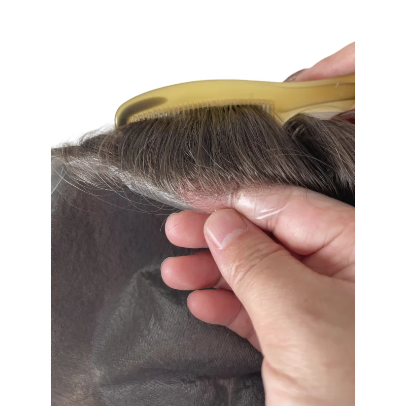 قطع شعر بشري عذراء ماليزية # 5,32 ملم موجة الشعر المستعار 8x10 فولت حلقة 03 وحدة الجلد رقيقة جدا للرجال #2