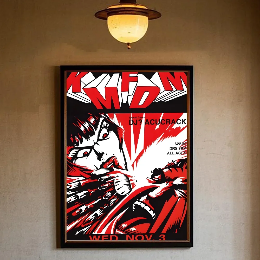 KMFDM الفرقة الجدار ملصق فني غرفة المعيشة بار مقهى غرفة نوم مكتب غرفة نوم المنزل جدار قماش اللوحة الزخرفية