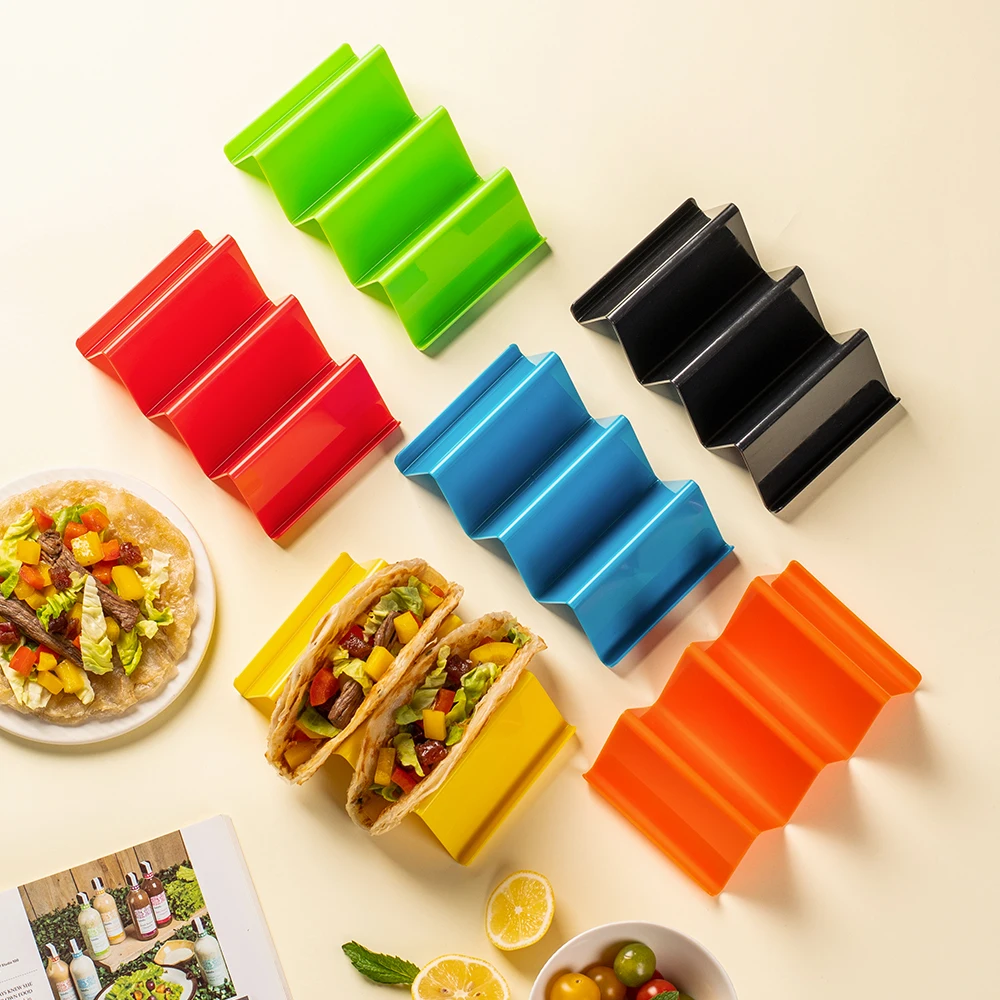 Soporte para tacos de acero inoxidable, soporte para tacos de hasta 2 tacos, apto para horno y lavavajillas, 1/2/6 Uds.