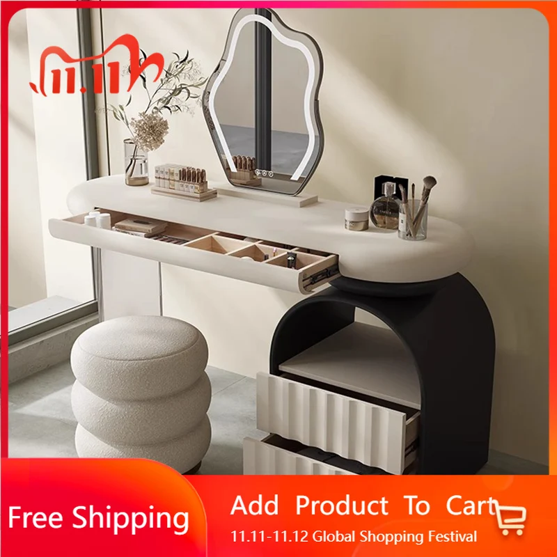 

Aesthetic Elegant Vanity Dresser Quality Delicacy Space Saving Makeup Table Storage Glamour European Terrace Unique Furniture