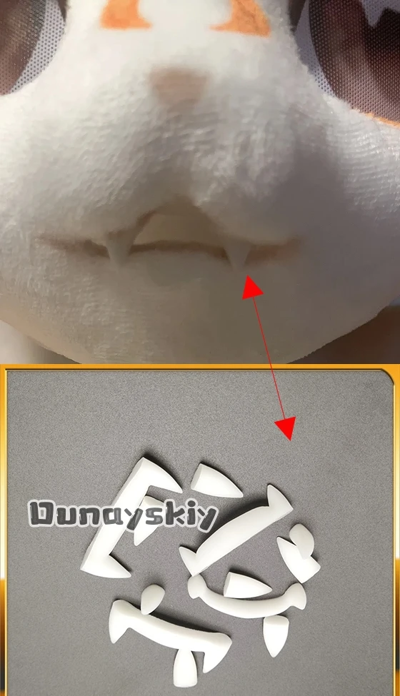 Furry 3D Printing Kemono Fursuit Fake Teeth Cosplay Costumes Accessories 2pcs/4pcs 3D Printing Werewolf Fangs Fursuit DIY Props