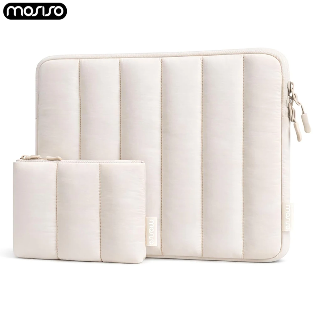 Puffy 13 14 Inch Laptop Sleeve Quilted Ped Computer Bag for MacBook Air Pro Neo HP Dell ASUS Protective Carrying Case for Women