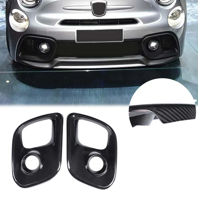

For Fiat 500 Fiat Abarth 2017+ Real Carbon Fiber Car Front Fog Light Decorative Frame Sticker Exterior Protection Accessories