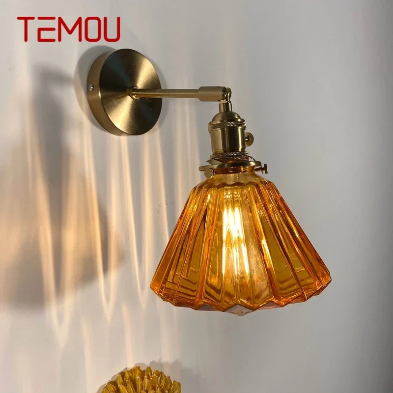 

TEMOU Nordic Brass Wall Lamp Indoor Living Room Bedroom Bedside Lamp Modern Hotel Corridor Hallway Wall Lamp