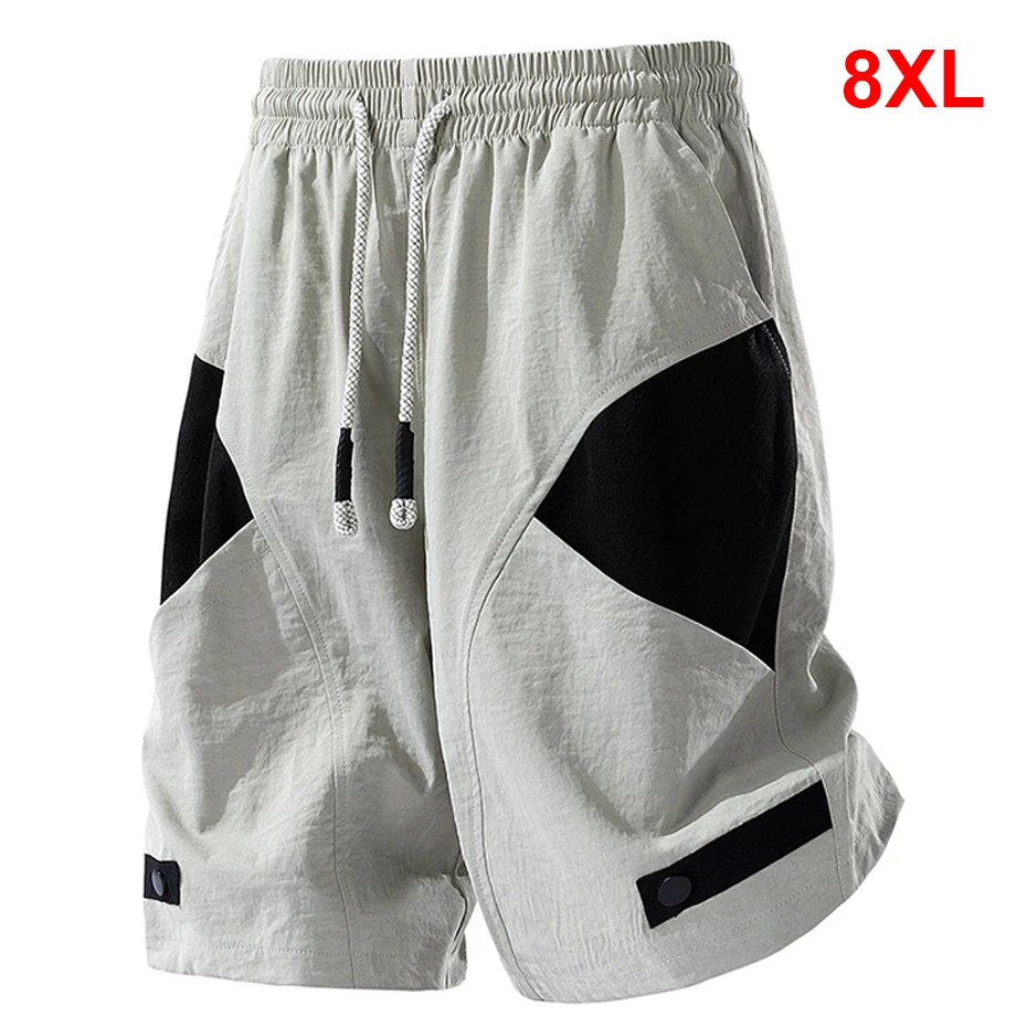 

8XL Plus Size Cargo Shorts Men Summer Shorts Fashion Casual Patchwork Short Pants Elastic Waist Male Big Size