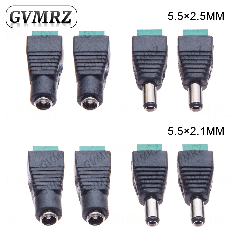 10PCS male and female DC Power plug 5.5 x 2.1MM 5.5*2.5MM 12V 24V Jack Adapter Connector Plug CCTV 5.5x2.1 2.5
