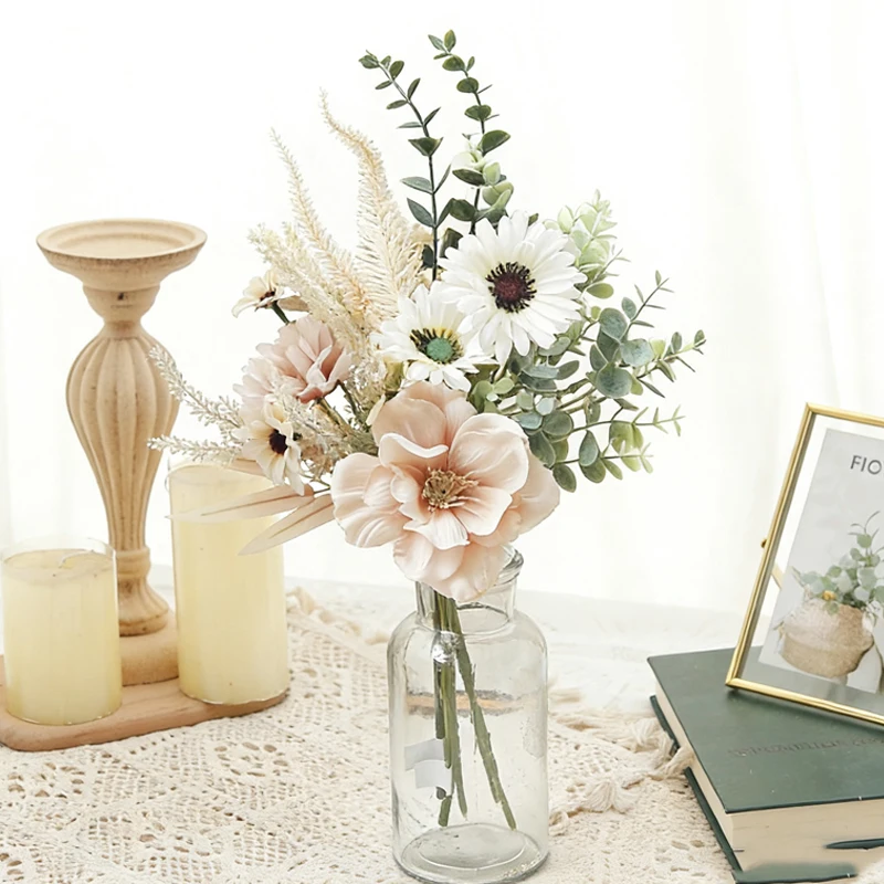 الخشخاش الفاوانيا ديزي الخزامى الأوكالبتوس باقة عيد الميلاد لتقوم بها بنفسك هدية حكيم النبات ديكور الزهور الاصطناعية ديكور المنزل والزفاف