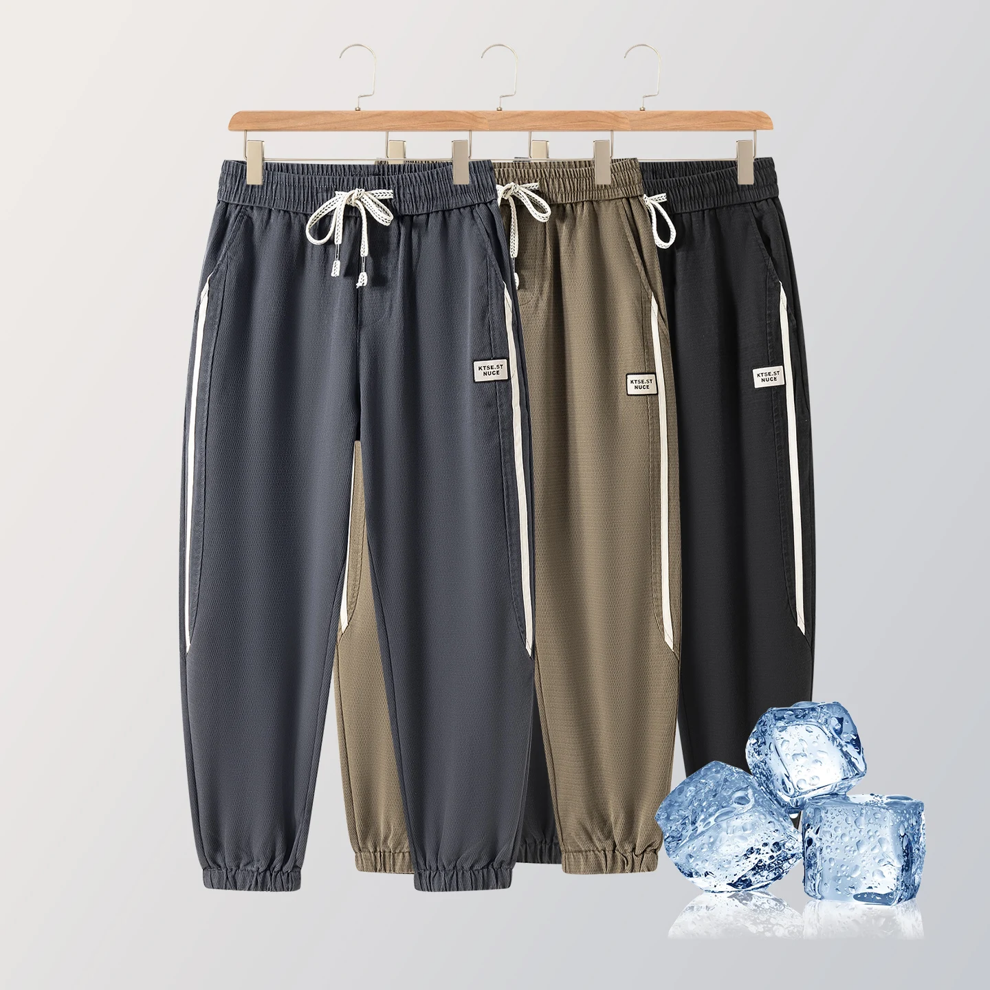 

Мужские повседневные брюки-джоггеры из лиоцелла, тонкие, с эластичным поясом на шнурке, светло-голубые, размеры 28-38, коллекция Весна-Лето 2026