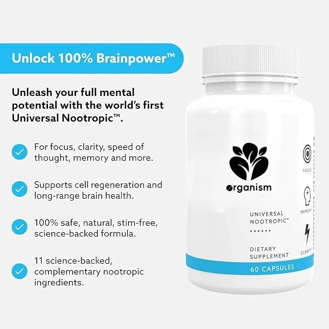 Brain Booster Supplement for Focus, Memory, Energy - 60 Capsules - Plant-Based, Naturally Sourced Memory Vitamins for Better