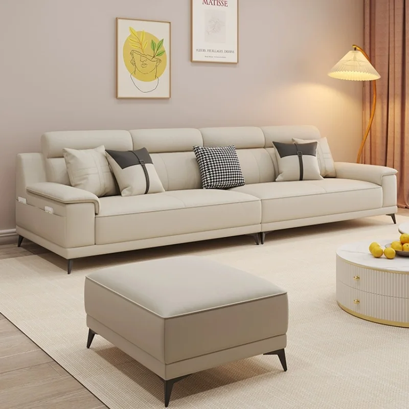 Cat claw leather technology fabric sofa living room small apartment straight row four people three people