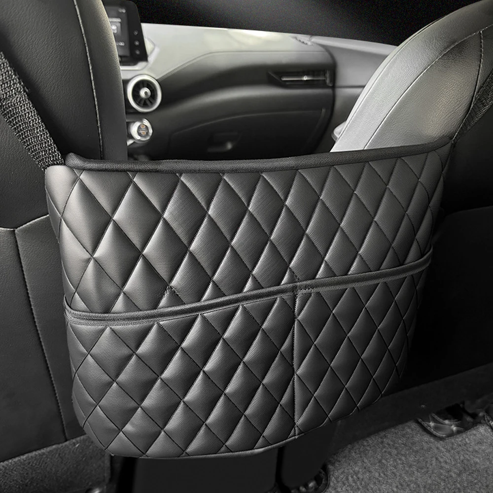 

Car Middle Seat Storage Net Large Capacity Leather Bag Seat Back Storage Bag Car Chair Back Supplies Storage Goods Hanging Bag