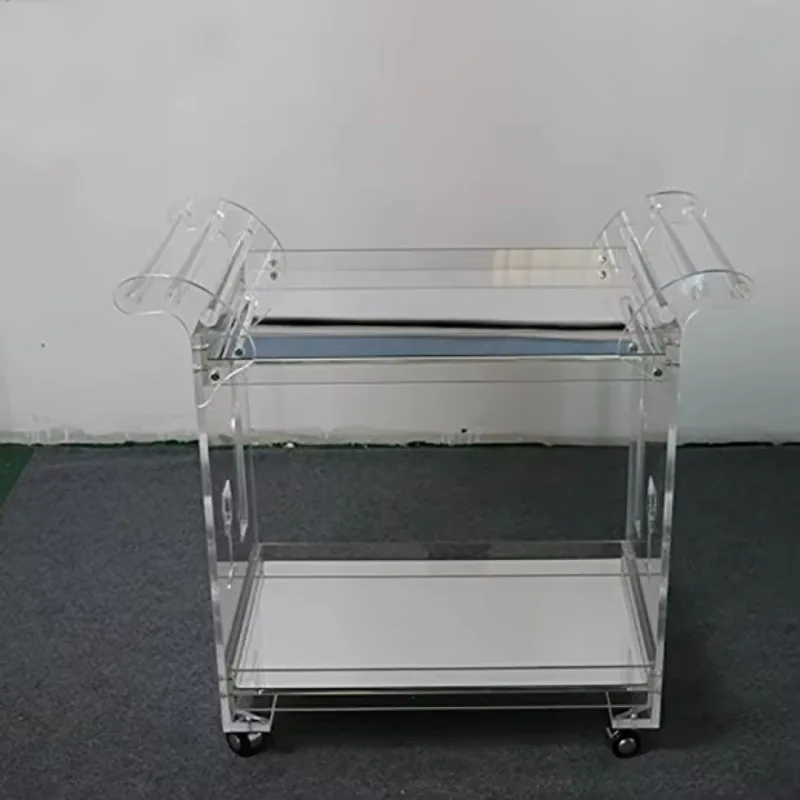 Clear Three Tiers Hotel Lucite Serving Trolley Cart Acrylic Tea    Furniture Commercial 