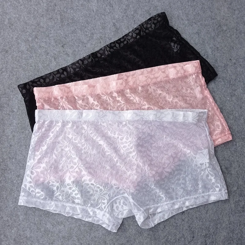 Men Trunks Women Lace Transparent Underwear Unisex Breathable Panties Ultra-Thin Briefs Seamless High Elastic Underpants Slip