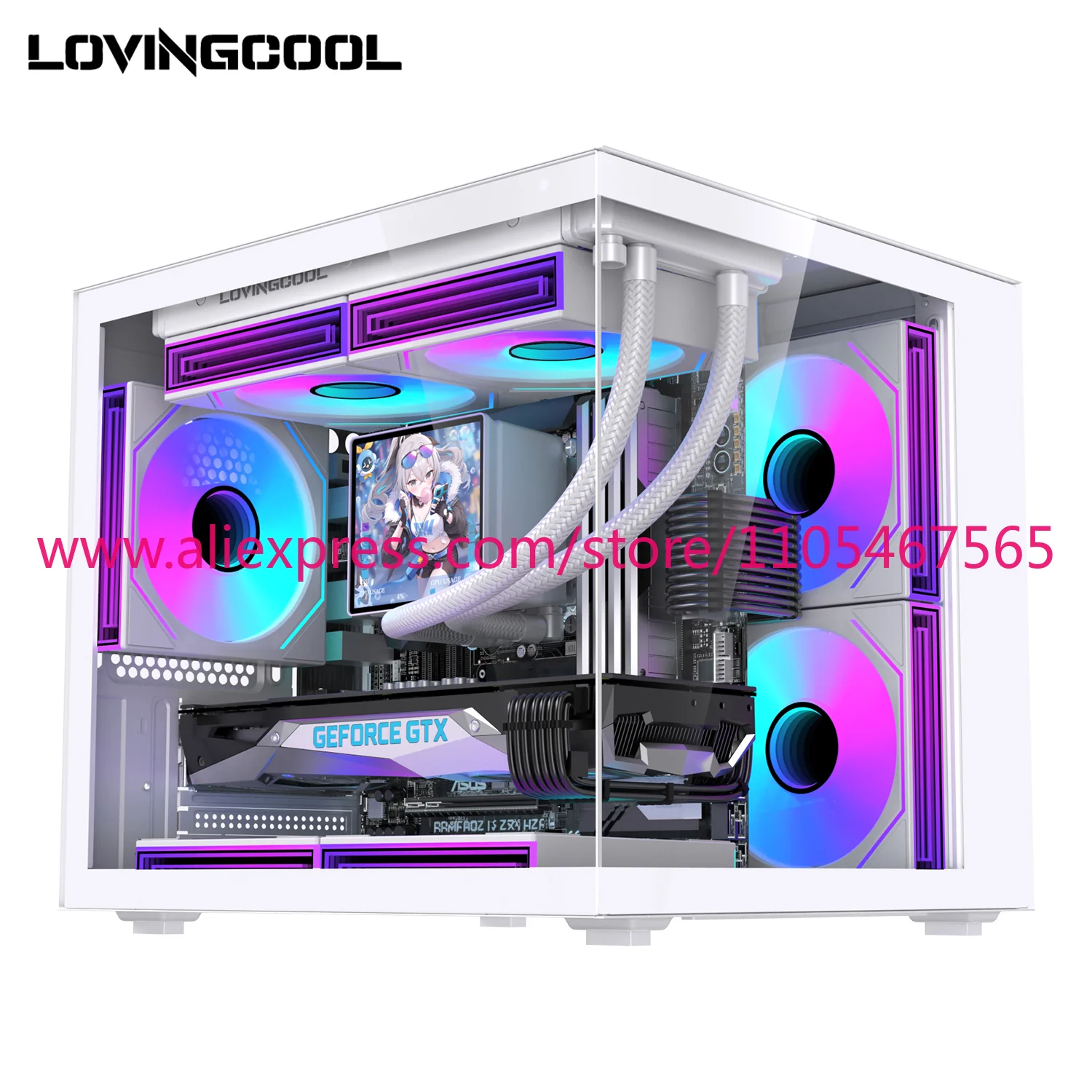 

Lovingcool Medium Tower Computer CPU Desktop MATX Computer Chassis Gaming Chassis