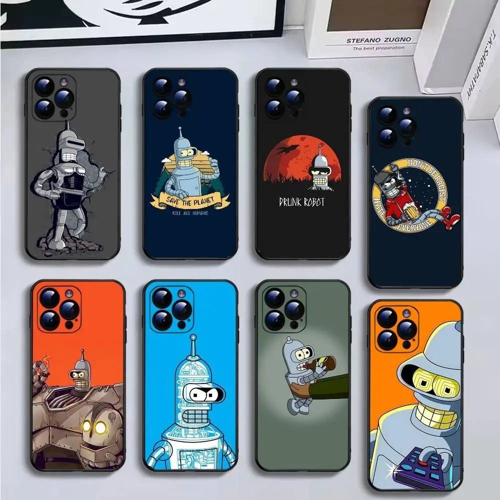

Futurama Funny Bender Phone Case For iPhone16,15,14,13,12,11 Plus,Pro Max,XS,X,XR,SE,Mini,8,7,Soft Black Cover