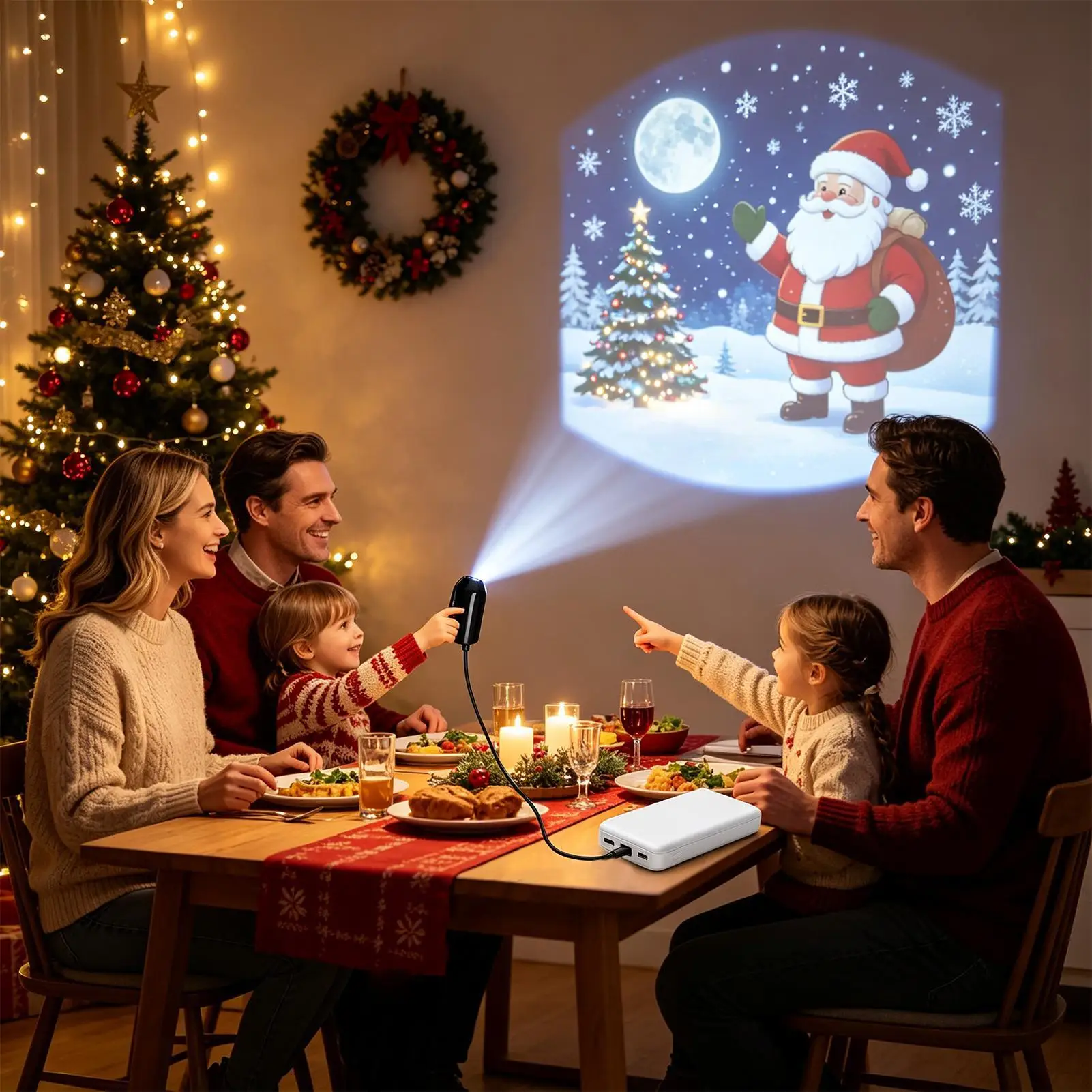 Christmas Projector 10 Scenes Interchangeable USB Powered Light Indoor Christmas Decor Projector Lights For Birthday Offices