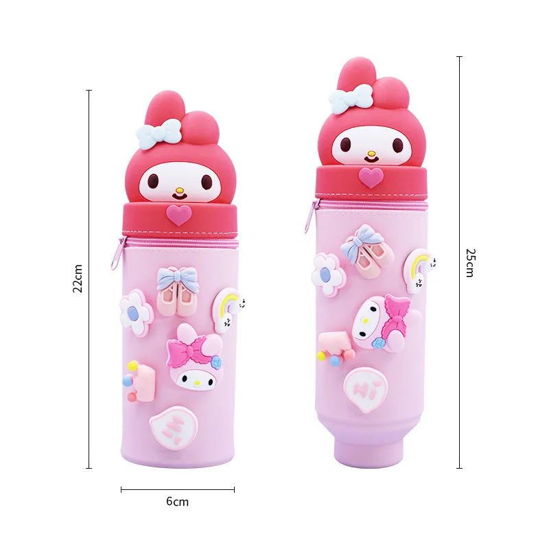 Neue Sanrio MyMelody Kuromi Cartoon Silikon Falten Dual-zweck Stift Halter Stift Box Büro Schreibwaren Lagerung Gerät