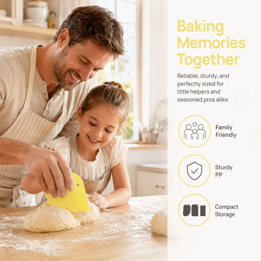 3PCS PP Baking Scraper Set Food Grade Non Stick Surface Dough Scraper Cutter Different Shapes Hanging Hole Plastic Cake Spatula