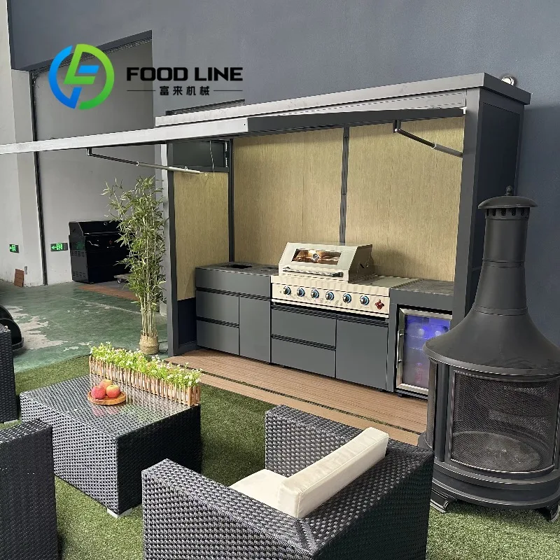 Large Capacity Outdoor Kitchen Shed Practical Storage Compartments With Doors Stylish Finish For Outdoor Cooking And Bbq Area