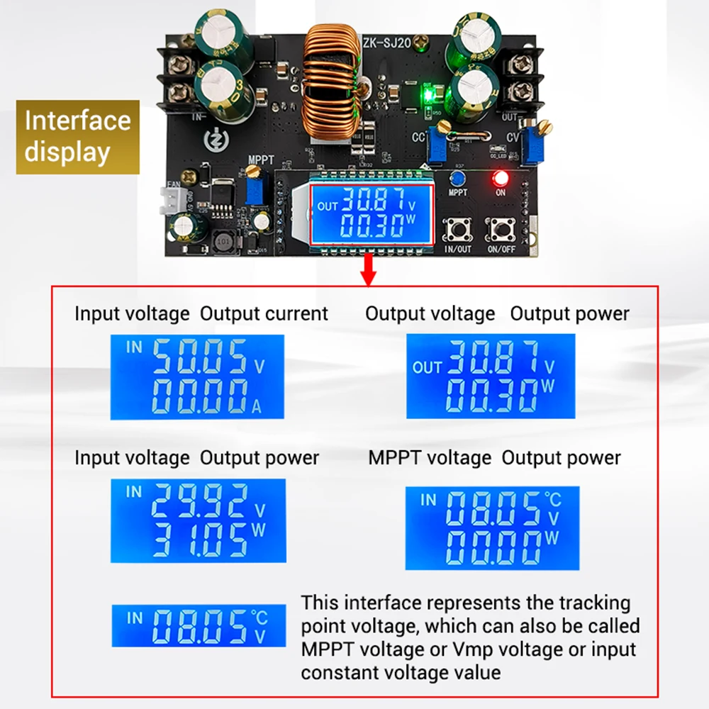 ZK-SJ20 300W przetwornica napięcia CC CV moduł zasilania DC 7-80V do 1.4-79V 20A regulowany regulator napięcia woltomierz obniżający napięcie