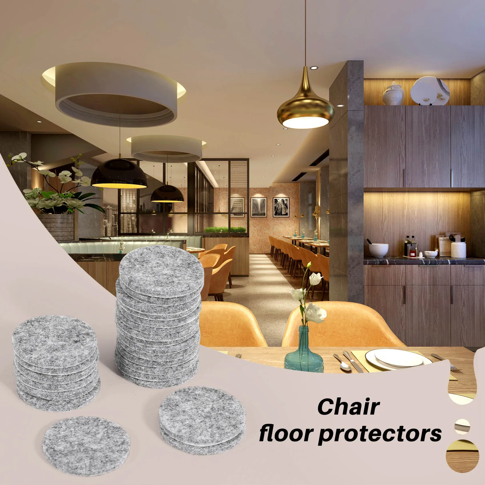 50Pcs Round Shaped Table Chair Furniture Leg Felt Mat Pad Gray SQ