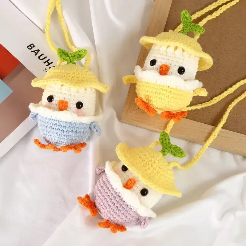

Cute Handmade DIY Egg Bag Material Bag Holiday Summer Woven Knitted Wool Ball Knitting Yarn Backpack Pendant Crochet Doll Gift