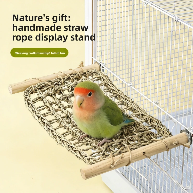 Parrot Straw Rope Platform Tiger Skin Station Pole Biting Climbing Toys Woven Grass Mesh Platform Pet Straw Fast Delivery