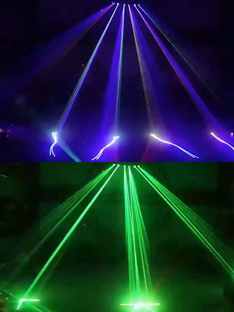 Fan-Shaped Six-Hole Laser Light RGB Full-Color Laser Scanning Projector DMX512 Stage Effect DJ Disco Dance Floor Bar Party Light